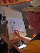 Steve Bright caricaturing the public